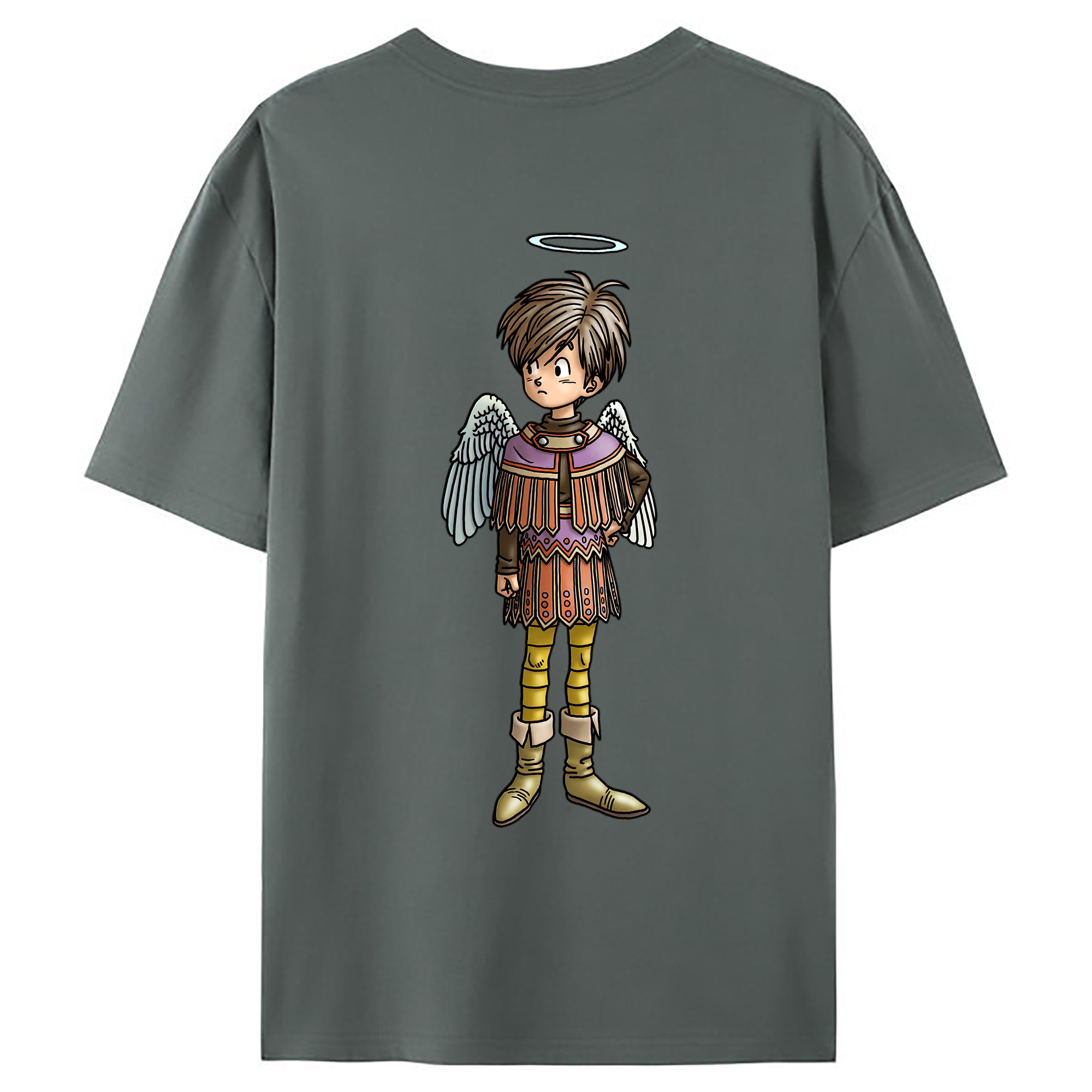 （画像用） ドラゴンクエスト Doragon Kuesuto Dragon Quest 綿100％ メンズ半袖Tシャツ（バックプリント） 通気性